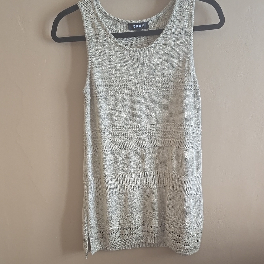DKNY Sleeveless Knit Top in Cream